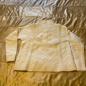 Madewell Cream Cable Knit Turtleneck Sweater